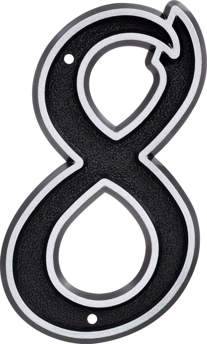 Número de casa 8 5.5" plateado reflectante negro