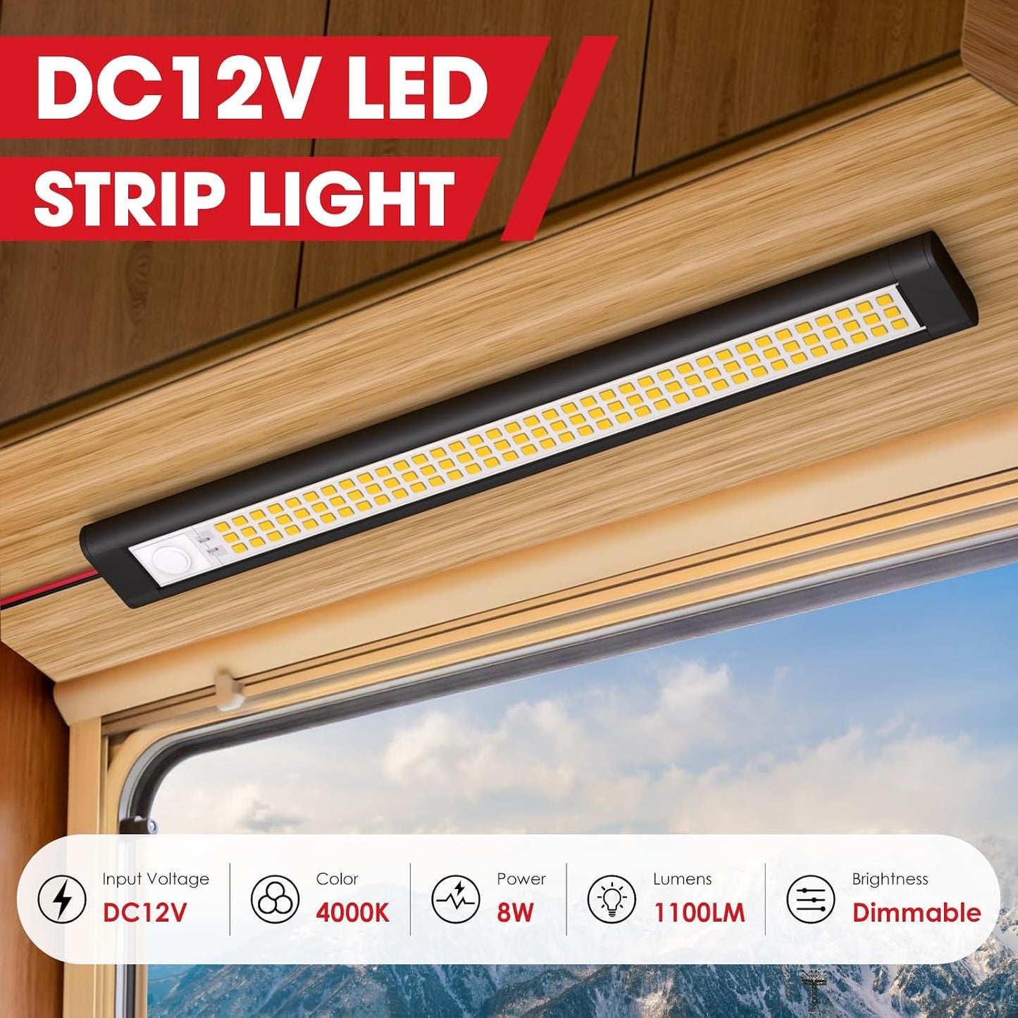 Tira LED 12V para remolque camión RV interiores set 8
