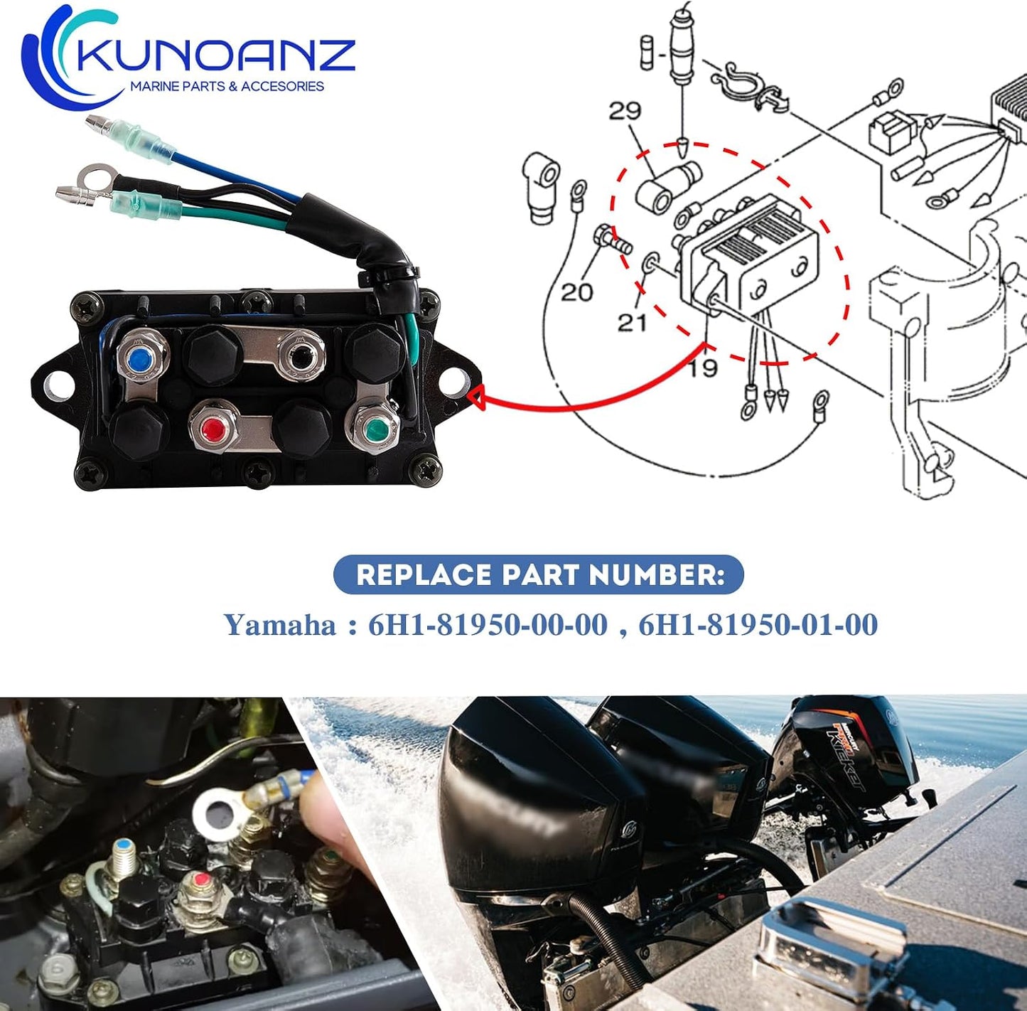 Montaje relé inclinación eléctrica Yamaha 30-90HP 2/4-Stroke