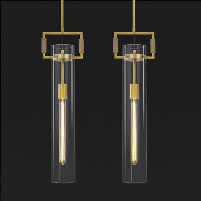 2 Lámparas Colgantes Modernas Doradas 21.6'' para Isla