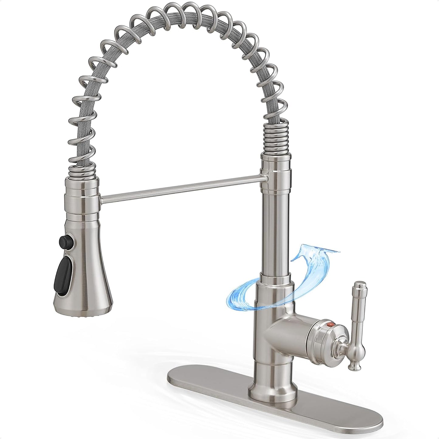 Grifo cocina rociador desplegable níquel cepillado 3 modos