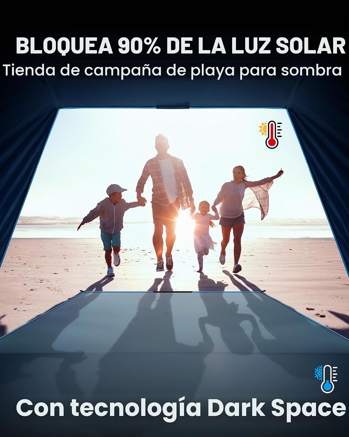 Refugio playa opaco con puerta zip y 3 ventanas malla