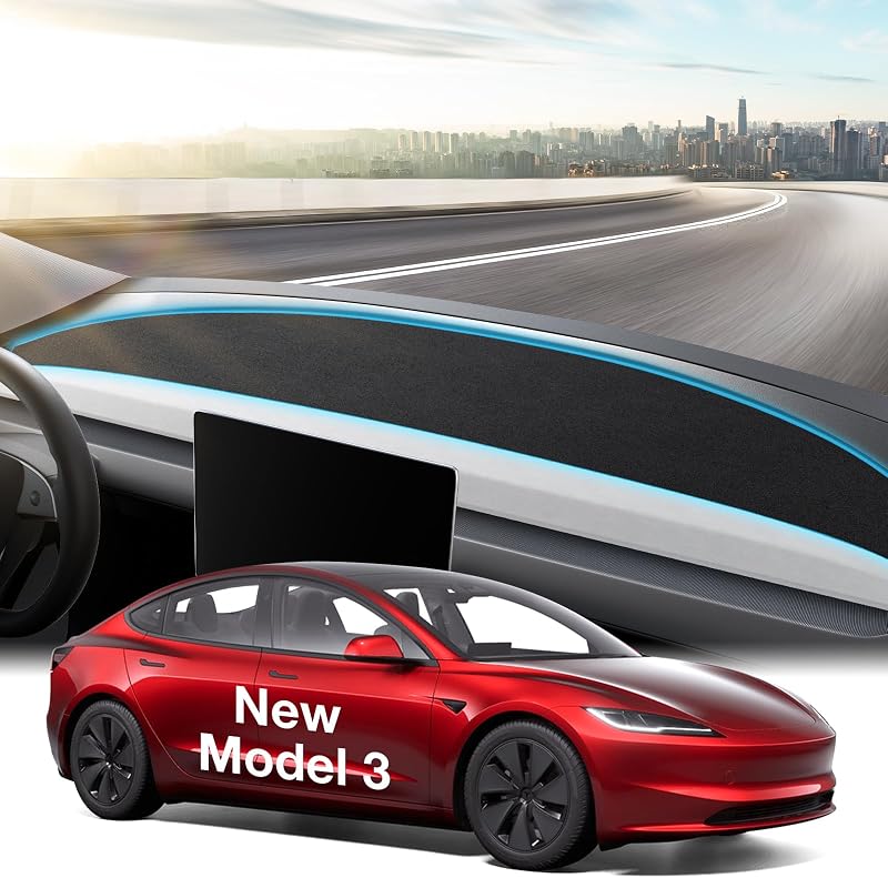 Cubierta tablero accesorios Tesla Modelo 3 2024-26 negra gamuza