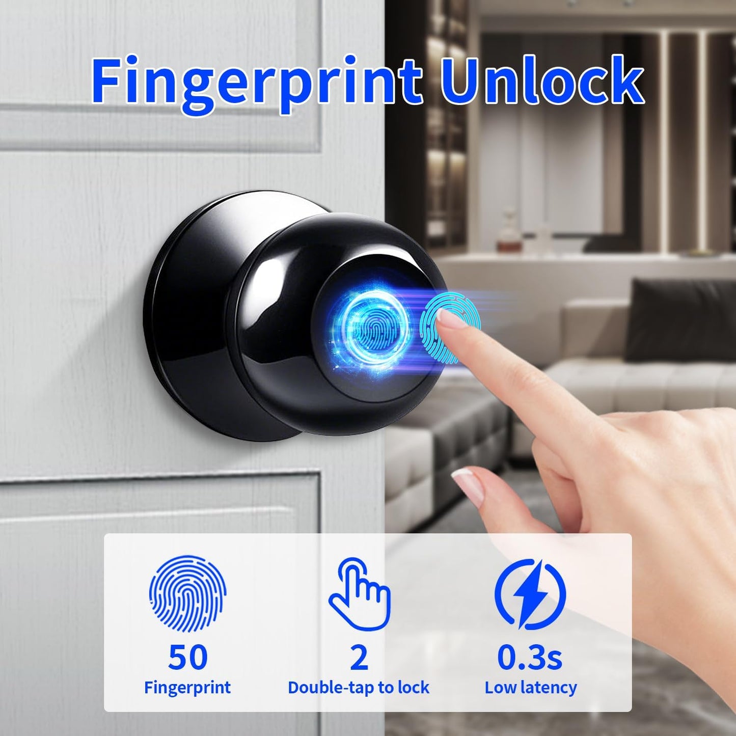 Cerradura puerta inteligente biométrica con app y llave