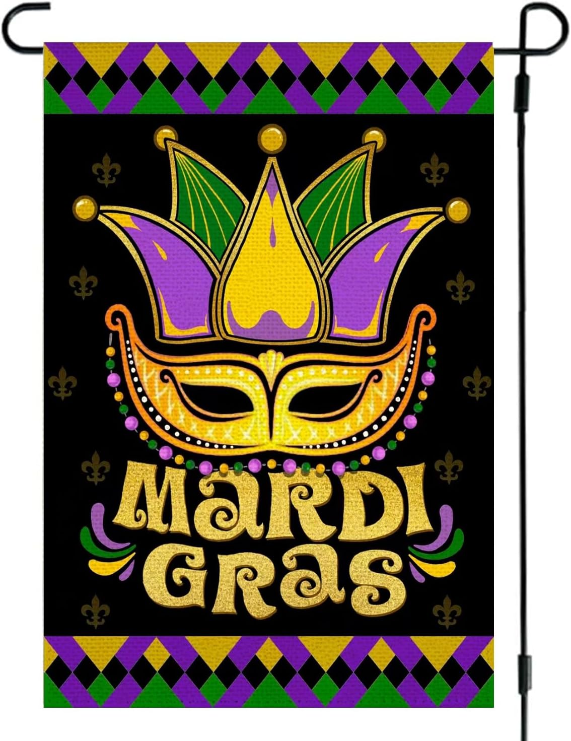 Máscara Mardi Gras 12x18pulg flor de lis doble cara