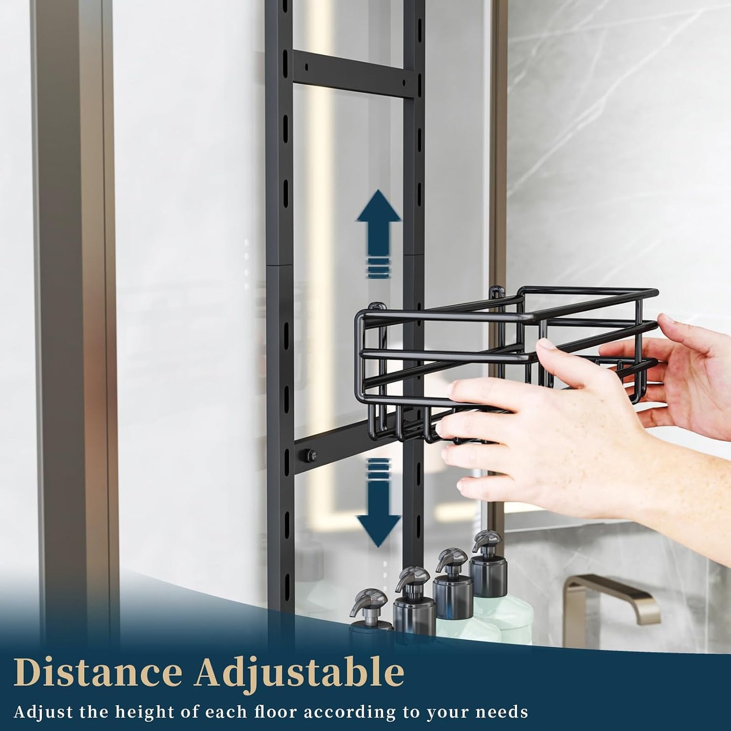 Organiz. ducha ajustable 5 niveles con soportes y ganchos