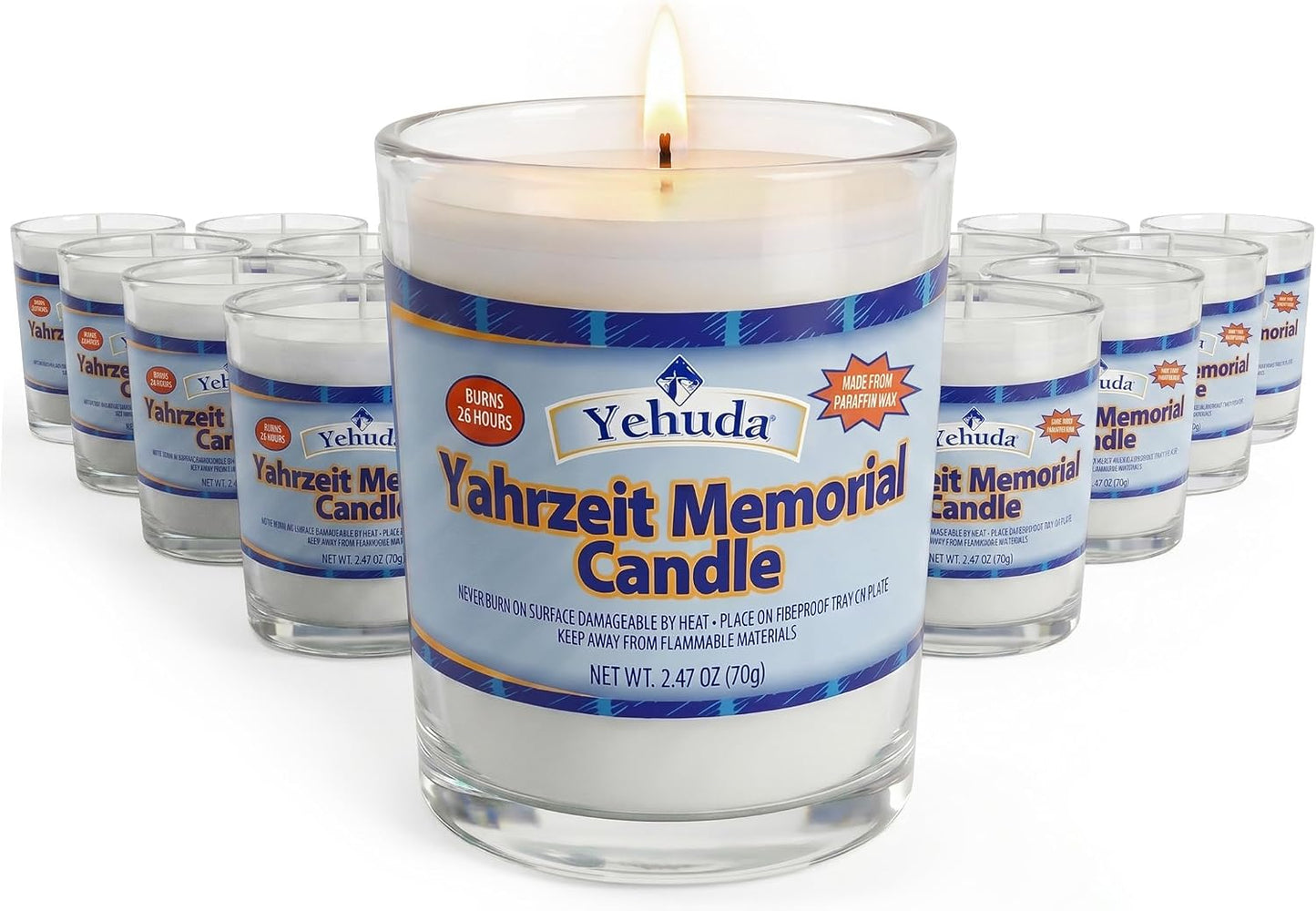 Velas Yahrzeit 24h en vidrio pack 24 velas conmemorativas