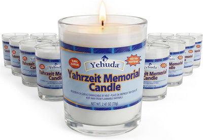 Velas Yahrzeit 24h en vidrio pack 24 velas conmemorativas