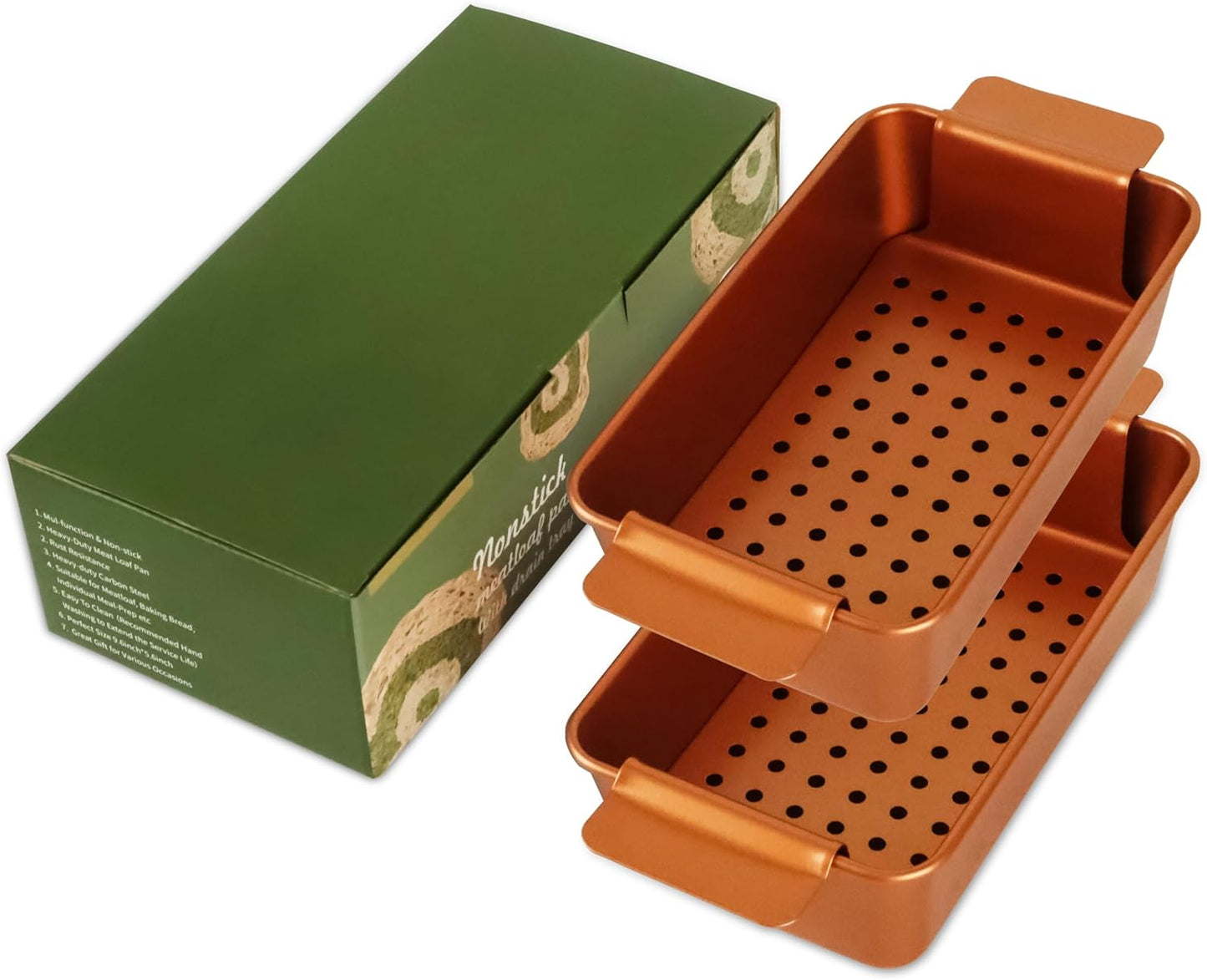 Sartén dorada para pastel carne con bandeja drenaje 2 moldes pan