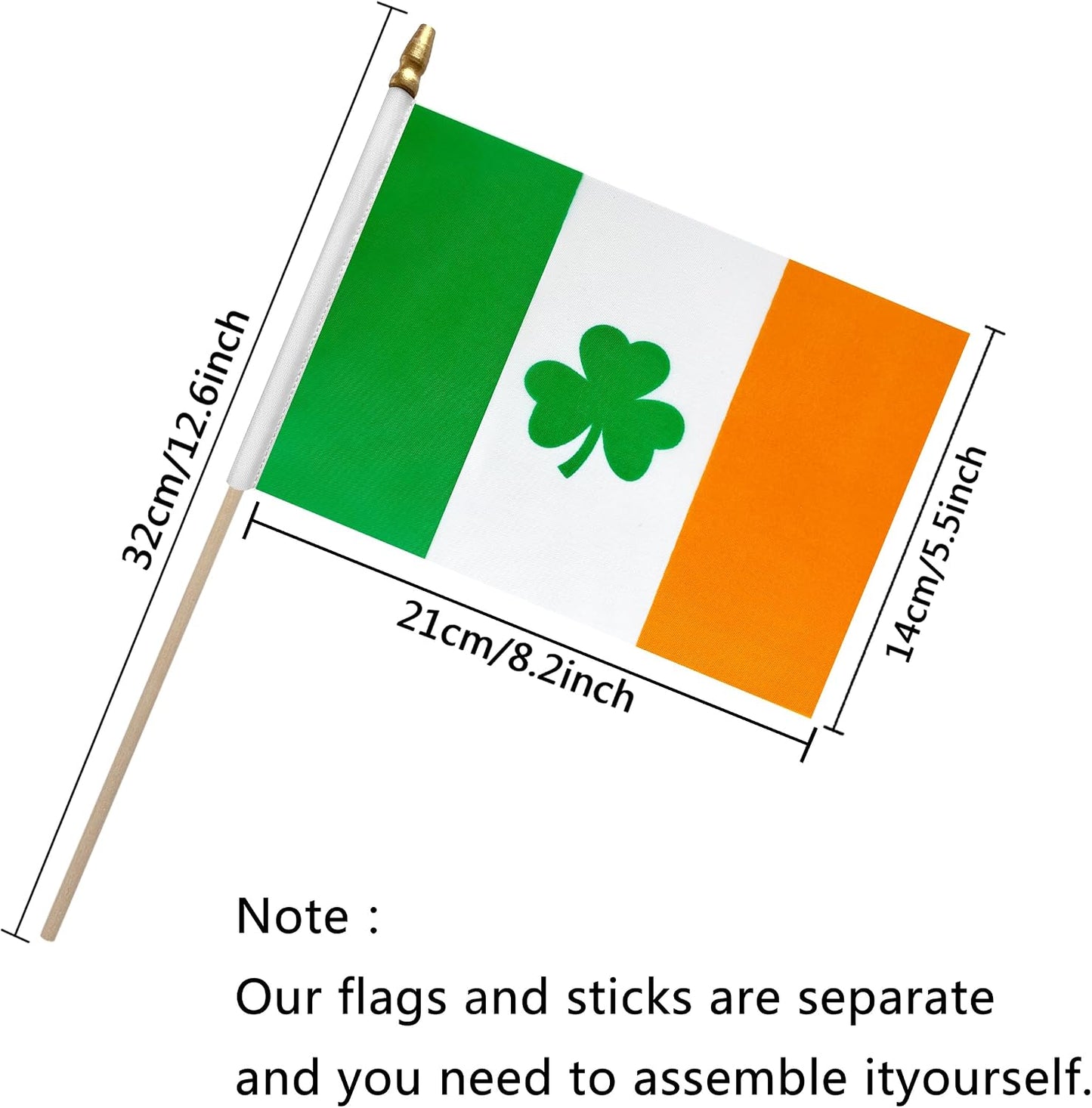 Bandera trébol Irlanda 5x8" set 12