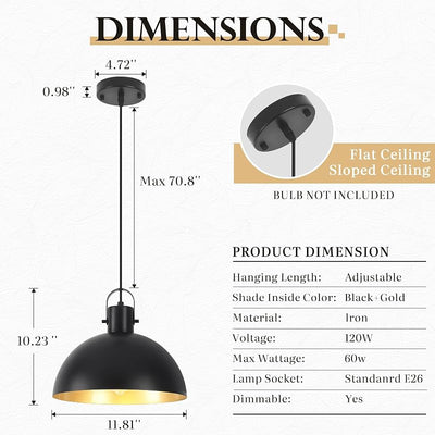2 Luces Colgantes Estilo Rústico 11.8pulg Isla Cocina