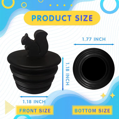Enchufe universal bañera 2 tapones silicona forma ardilla negra