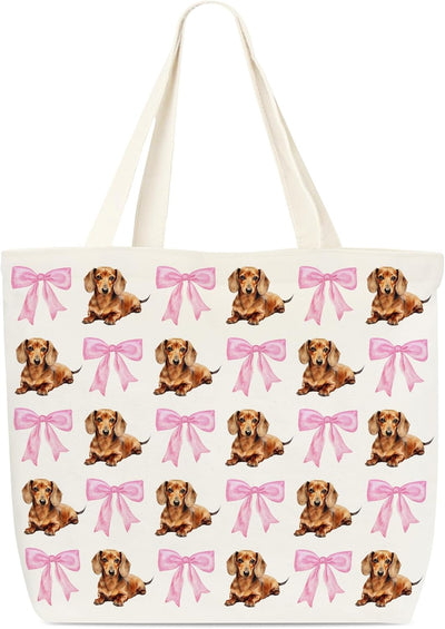 Bolso de lona dachshund para compras reutilizable