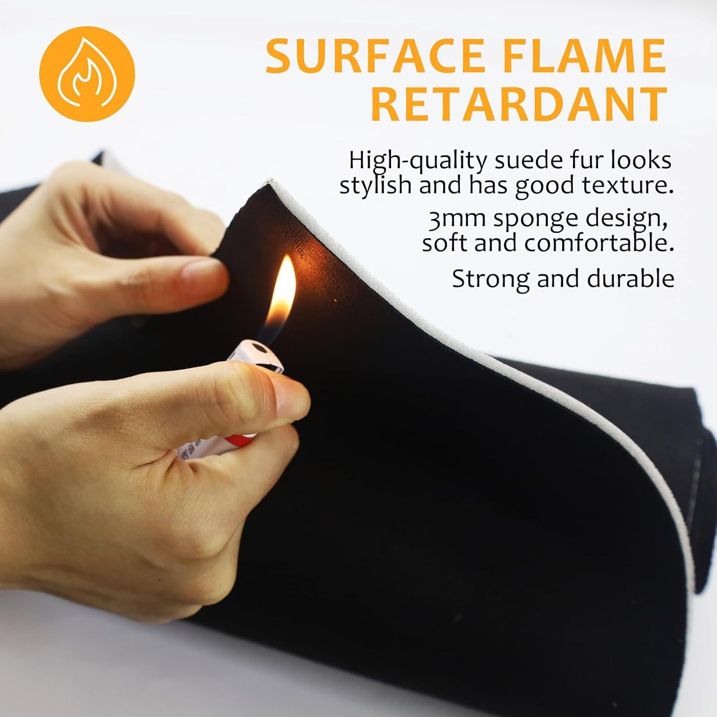 Tela forro gamuza espuma respaldo resistente fuego 96x60