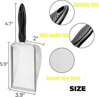 4 Pzas Cuchara Malla Acero Inox para Hámster y Reptiles