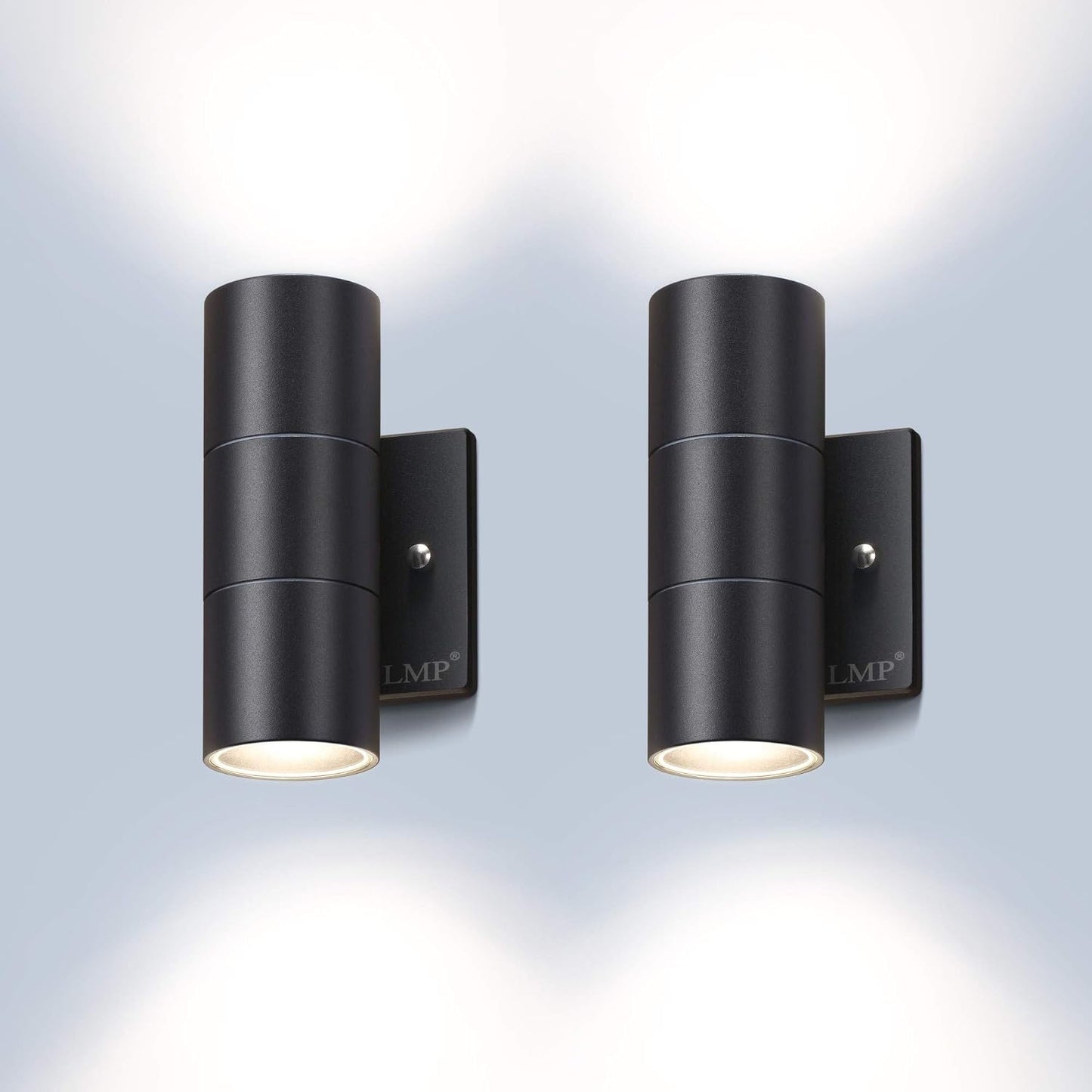 Lámpara pared exterior aluminio negro set 2