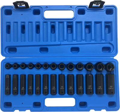 Set 26 Pzas Llaves Impacto 3/8" Acero Cr-V