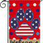 Bandera bienvenida perro rayas estrellas 12x18pulg