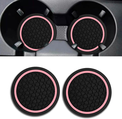 Portavasos auto antipolvo almohadillas 2.75pulg 2uds negro/rosa