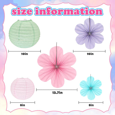 18 Pzas Set Linternas y Abanicos Flores