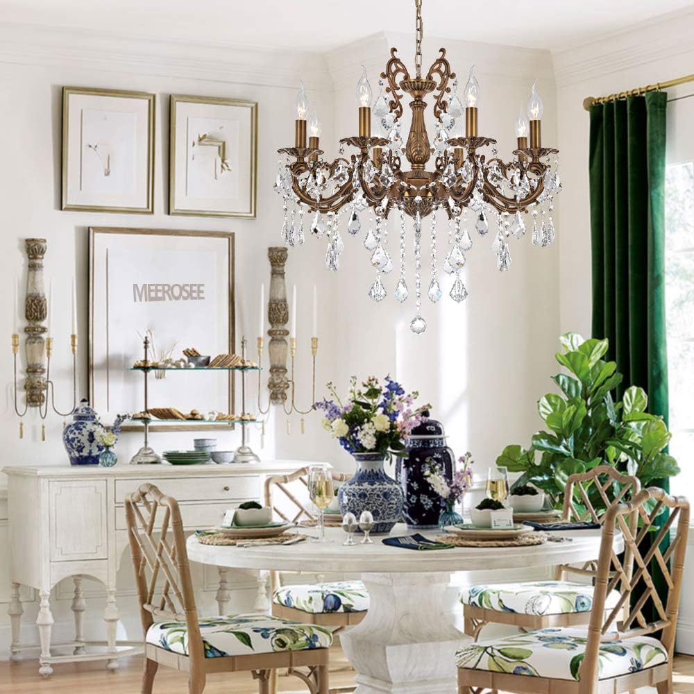 Candelabro cristal 6 luces para comedor sala cocina