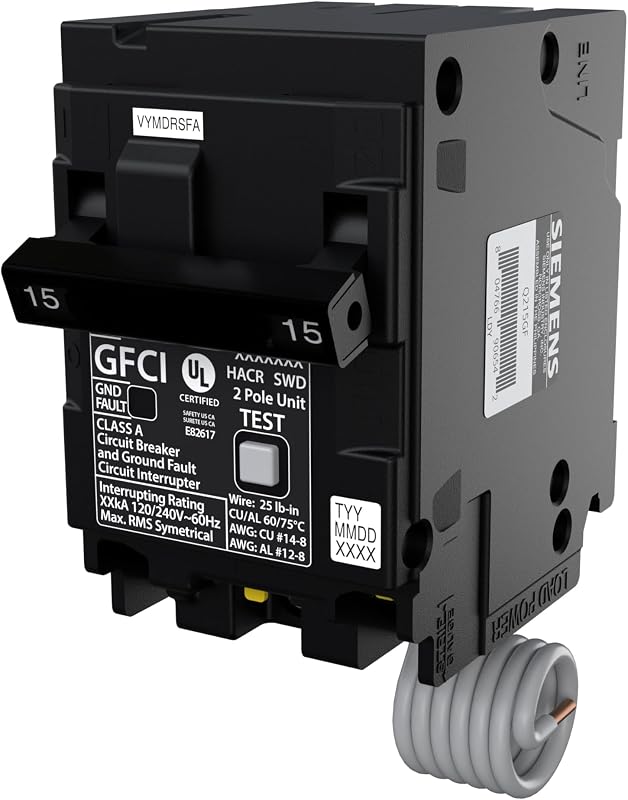 Interruptor GFCI 15A 2 polos reemplaza QF215A