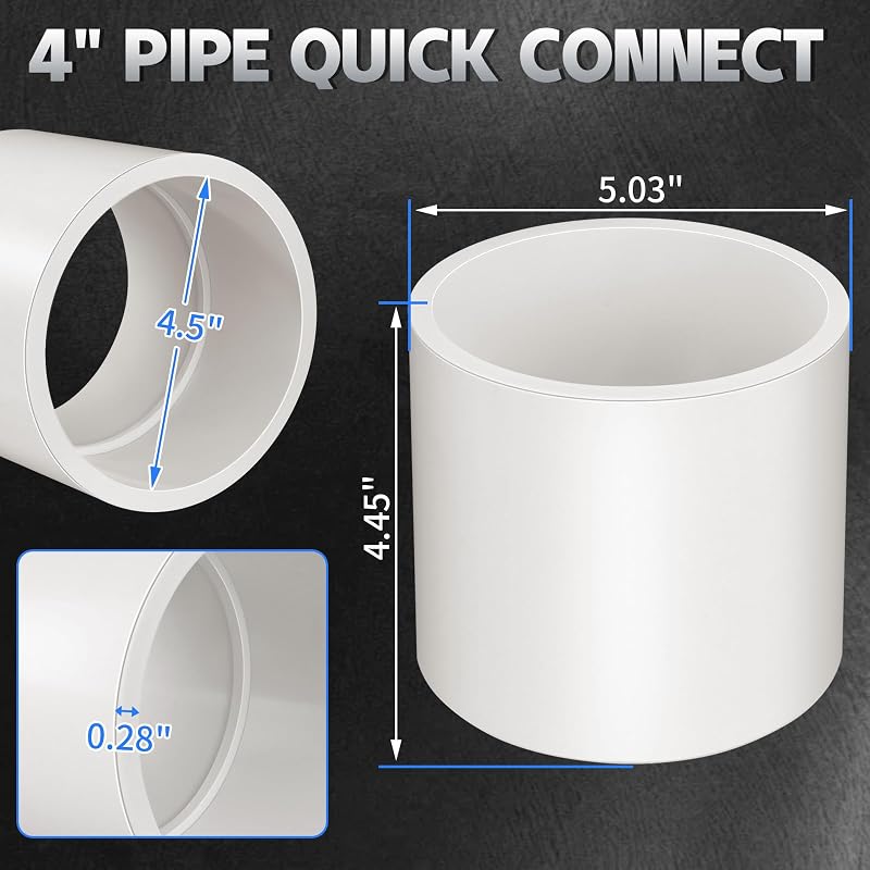 2 Pzas Conector PVC Blanco 4pulg Sch40 Grado Construcción