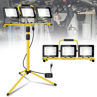 Luz trabajo LED 21000lm 3 cabezales ajustables trípode IP66