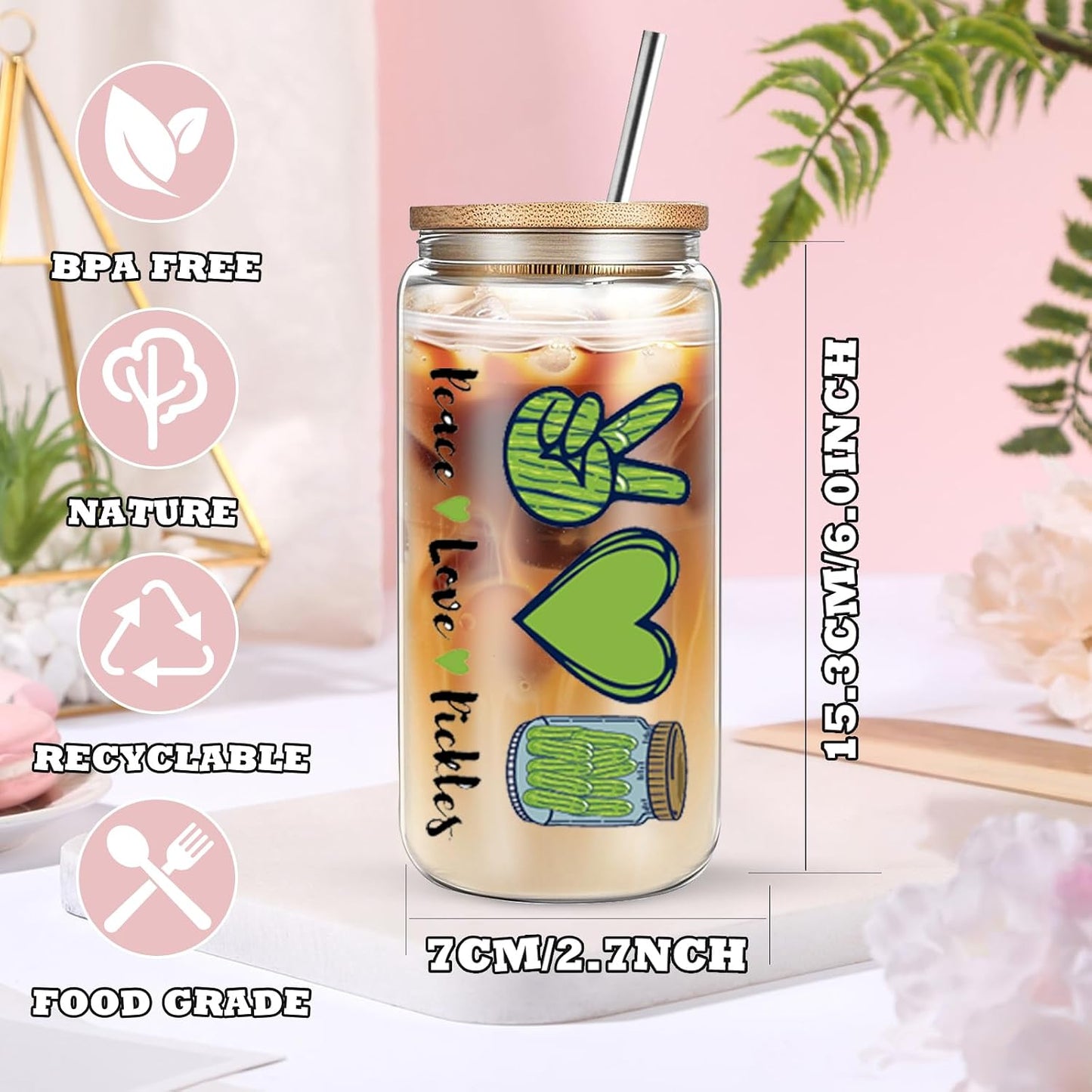 Set regalo temática pepinillos con vaso vidrio