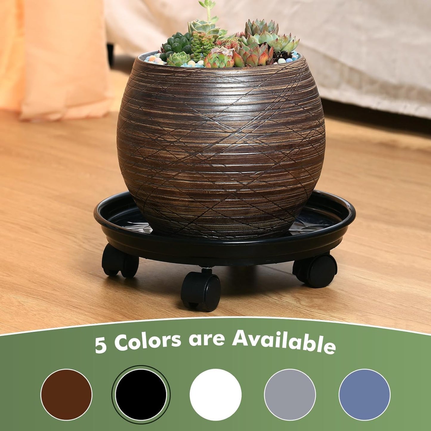 5 Pzas Soporte Plantas Ruedas Plástico Grande