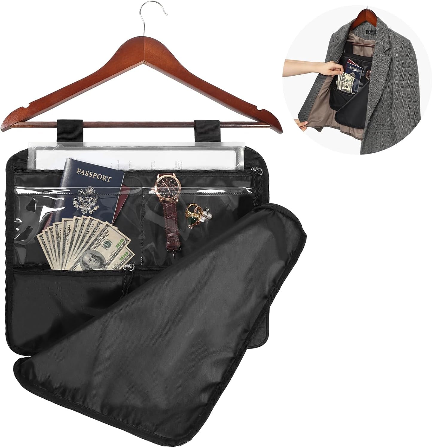 Bolsa seguridad efectivo impermeable con compartimento viajes