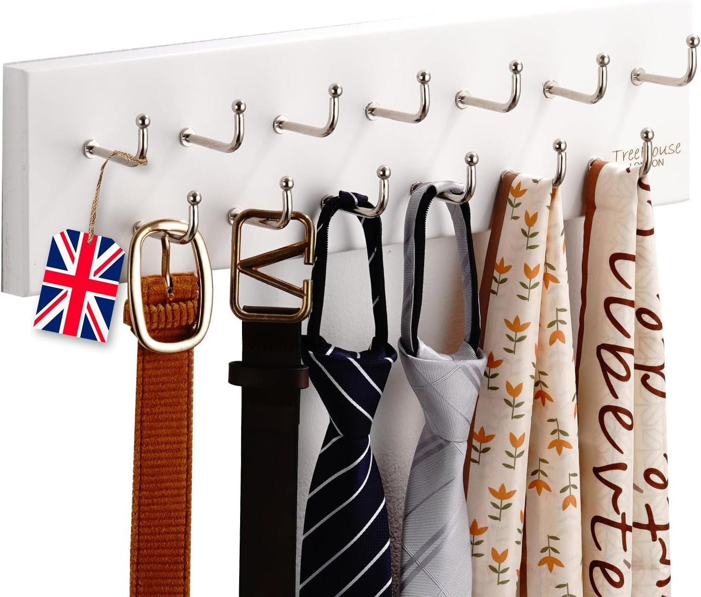 Organiz. cinturones metal madera sólida closet