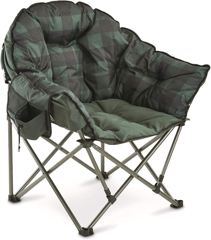 Silla camping plegable acolchada 500lb cuadros verdes
