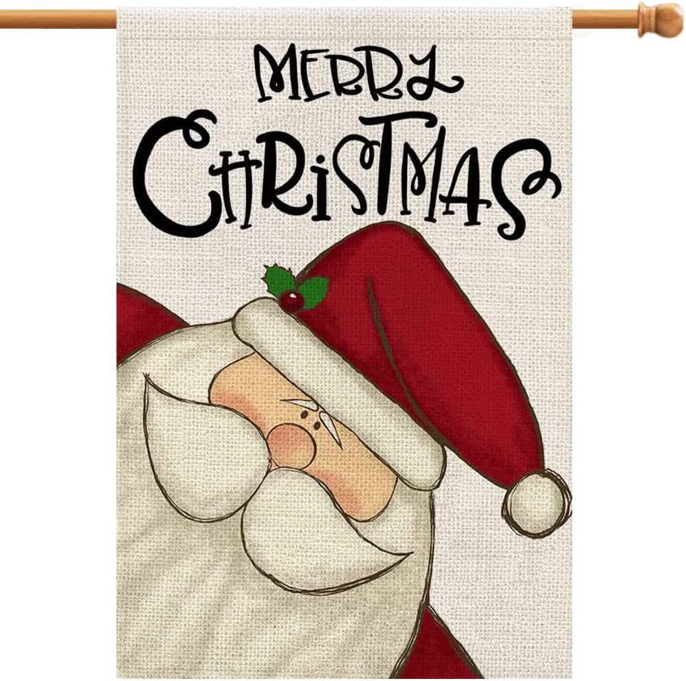 Banderas Navidad 28x40pulg Doble Cara Papá Noel Exterior