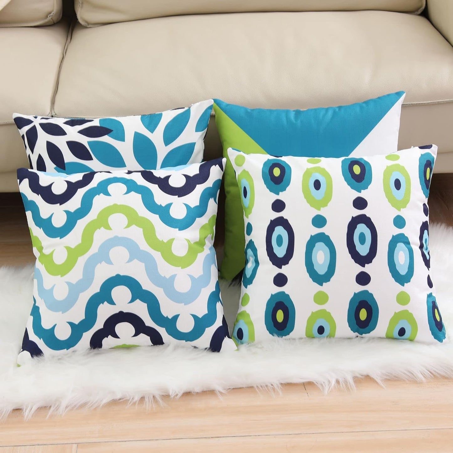 4 Pzas Fundas Almohada Cuadradas 18x18" Algodón y Lino
