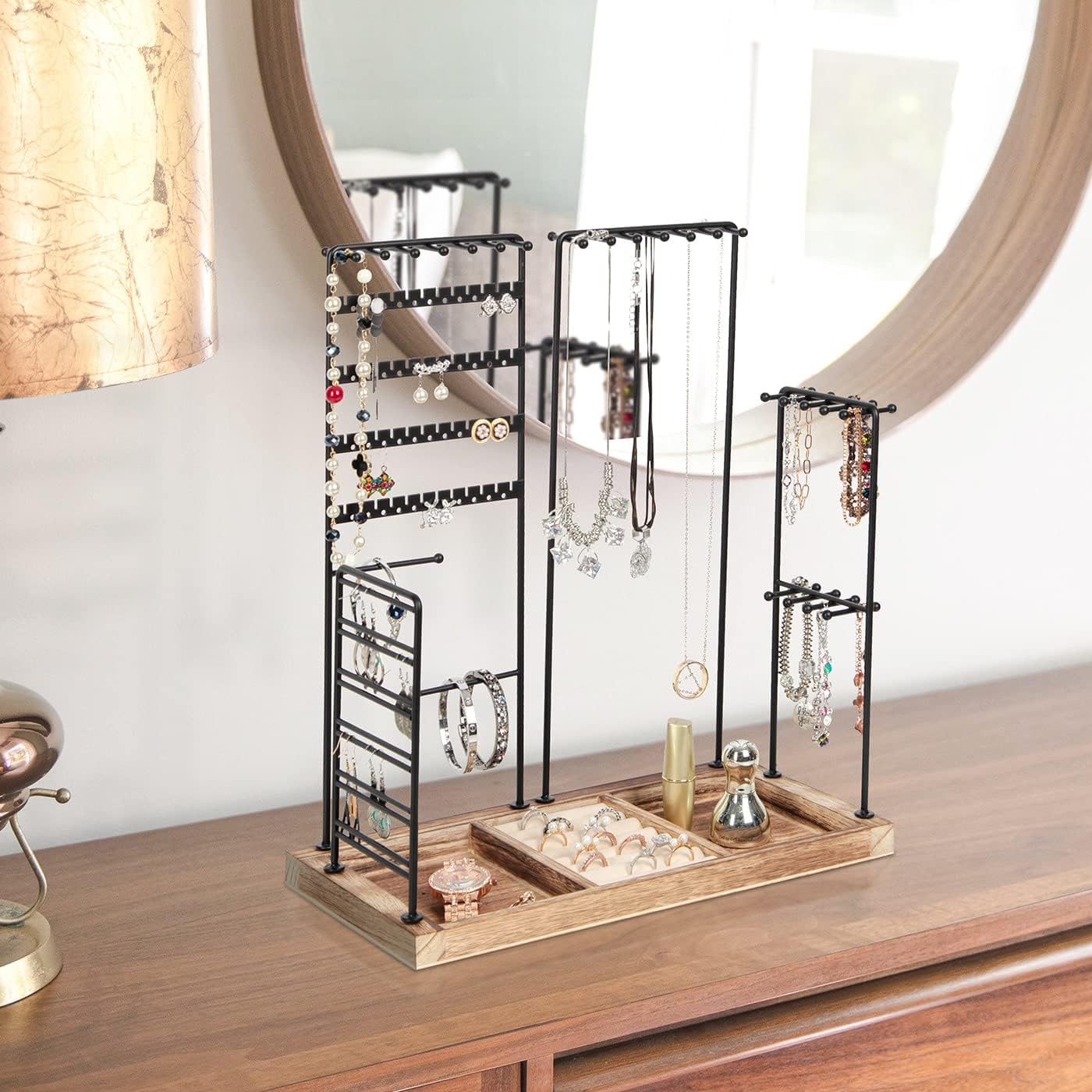 Soporte joyas 4 niveles para aretes collares pulseras