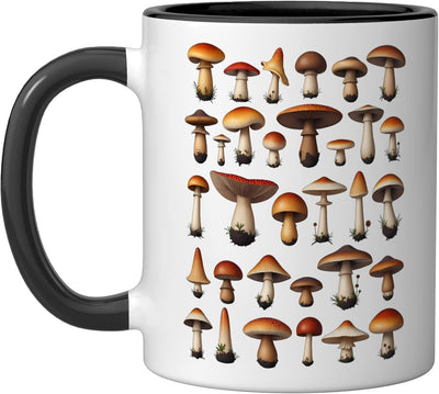Taza Cerámica Caza Hongos Morel Negro/Blanco