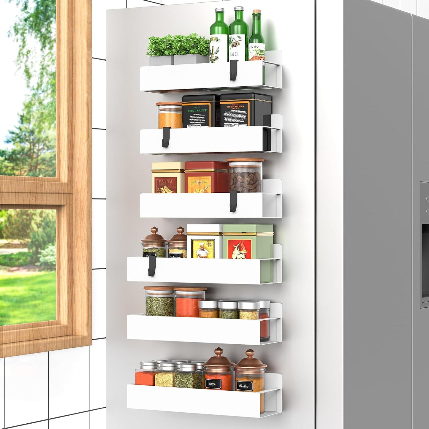 Especiero magnético 6 Pzas para refrigerador blanco