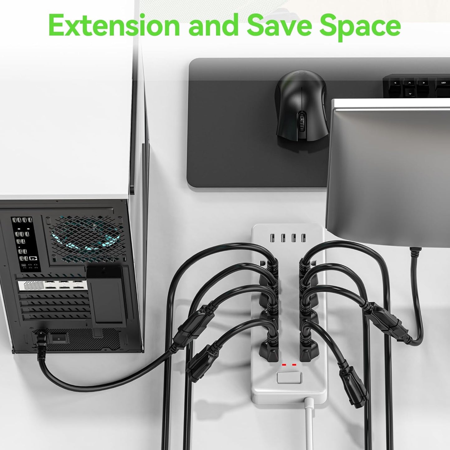 Cable extensión eléctrica 36pulg 2 pzas 3 clavijas 16AWG