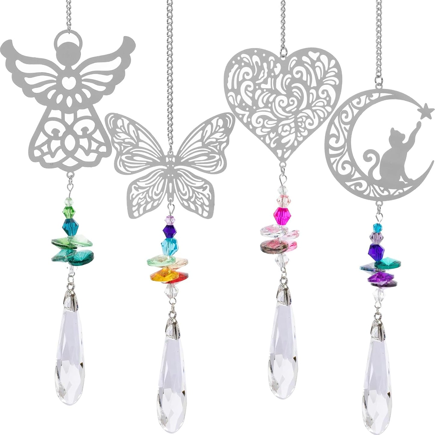 Set 4 atrapasoles colgantes cristal decoración hogar