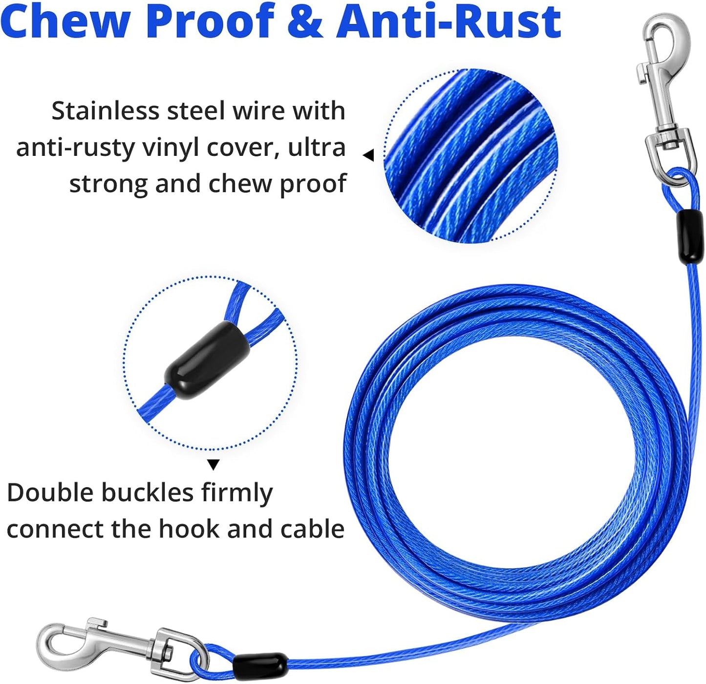 Cable amarre perro 15ft correa cadena reflectante exteriores