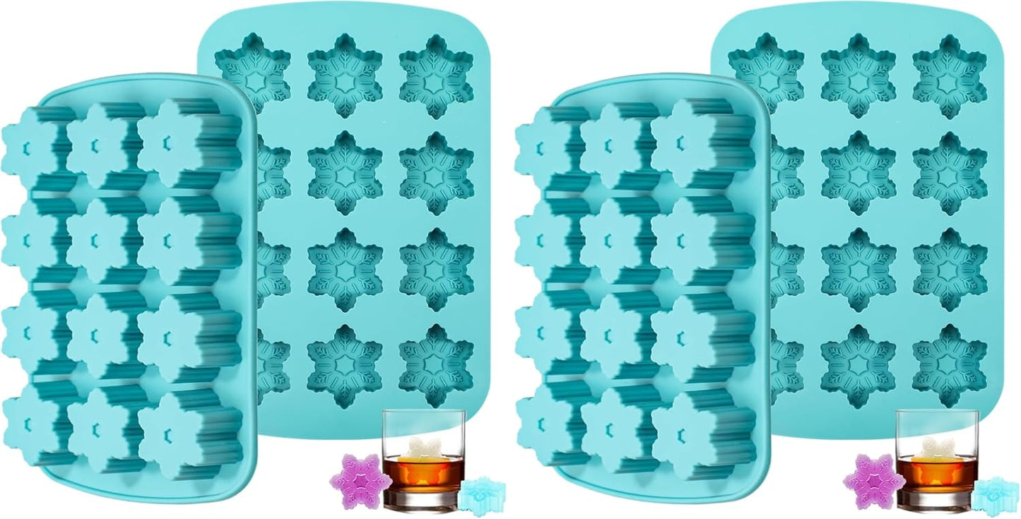 Molde cubos hielo copo nieve 2 pzas 12 rejillas silicona