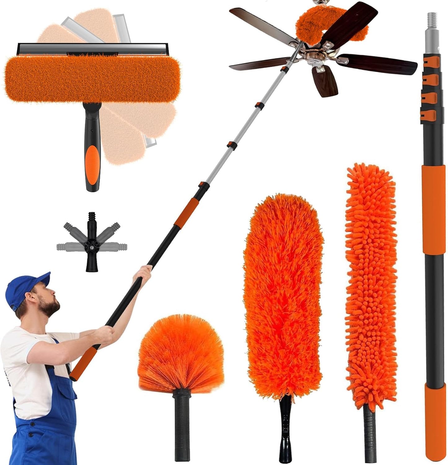 Kit limpieza plumero extensible 1.5-25.6ft microfibra