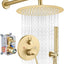 Set grifo ducha dorado cepillado 10" 2 funciones