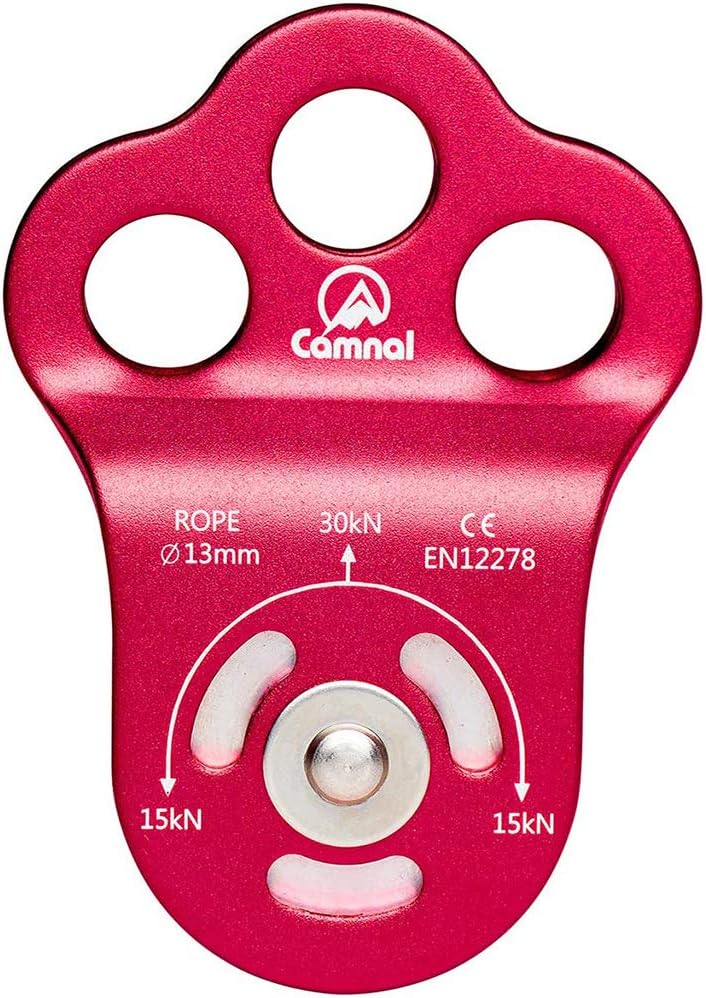 Polea escalada 30KN 3 agujeros rodamiento bola cuerda 0.512"
