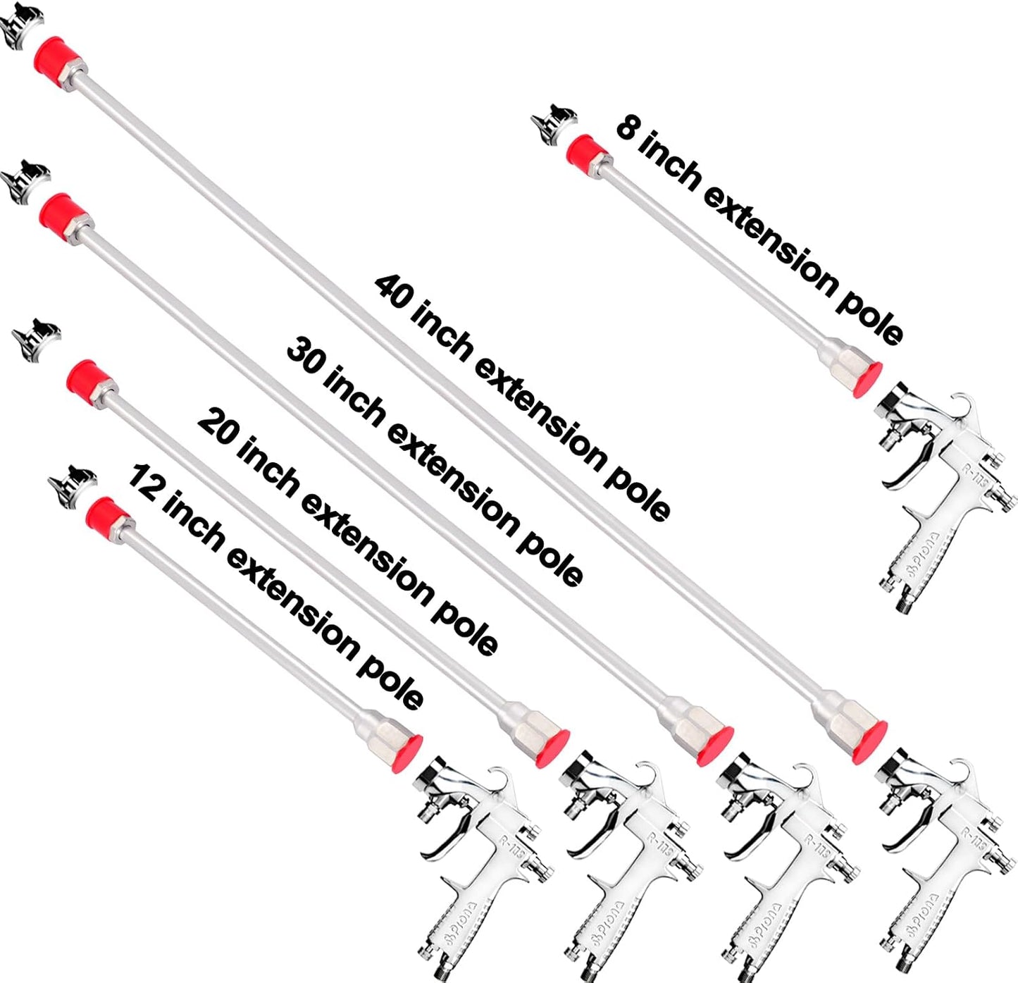 5 Pzas Poste Extensión Pulverizador Sin Aire 20-100cm Rojo