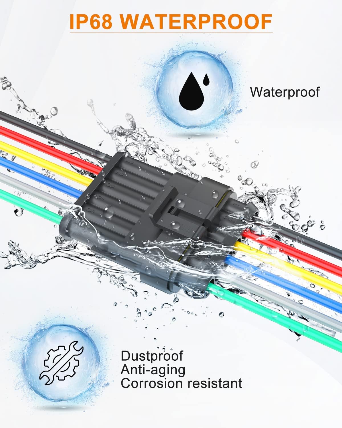 Conector 6 Pines Impermeable para Cable 16 AWG Automotriz