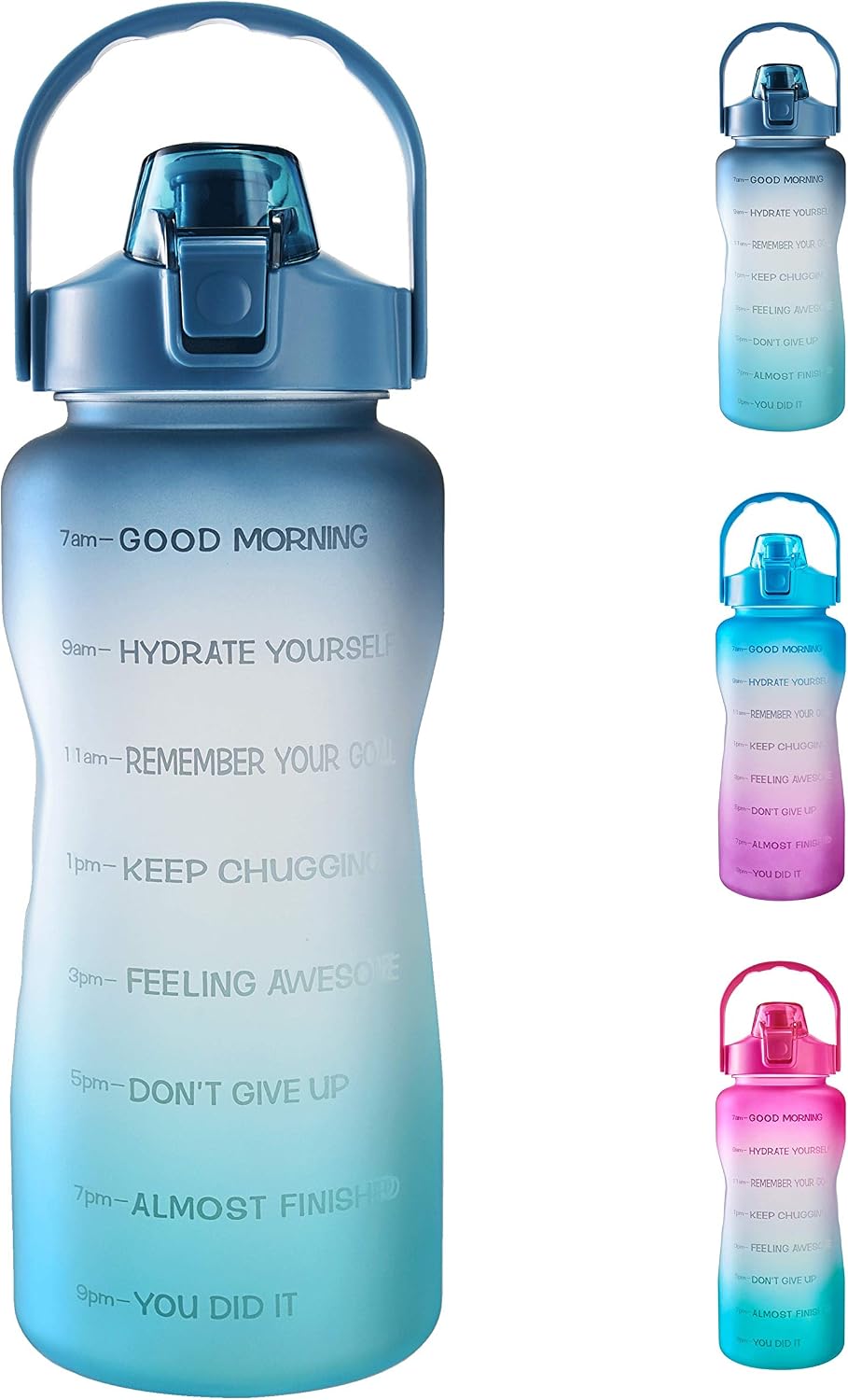 Botella agua sin BPA 64oz marcador motivacional fitness