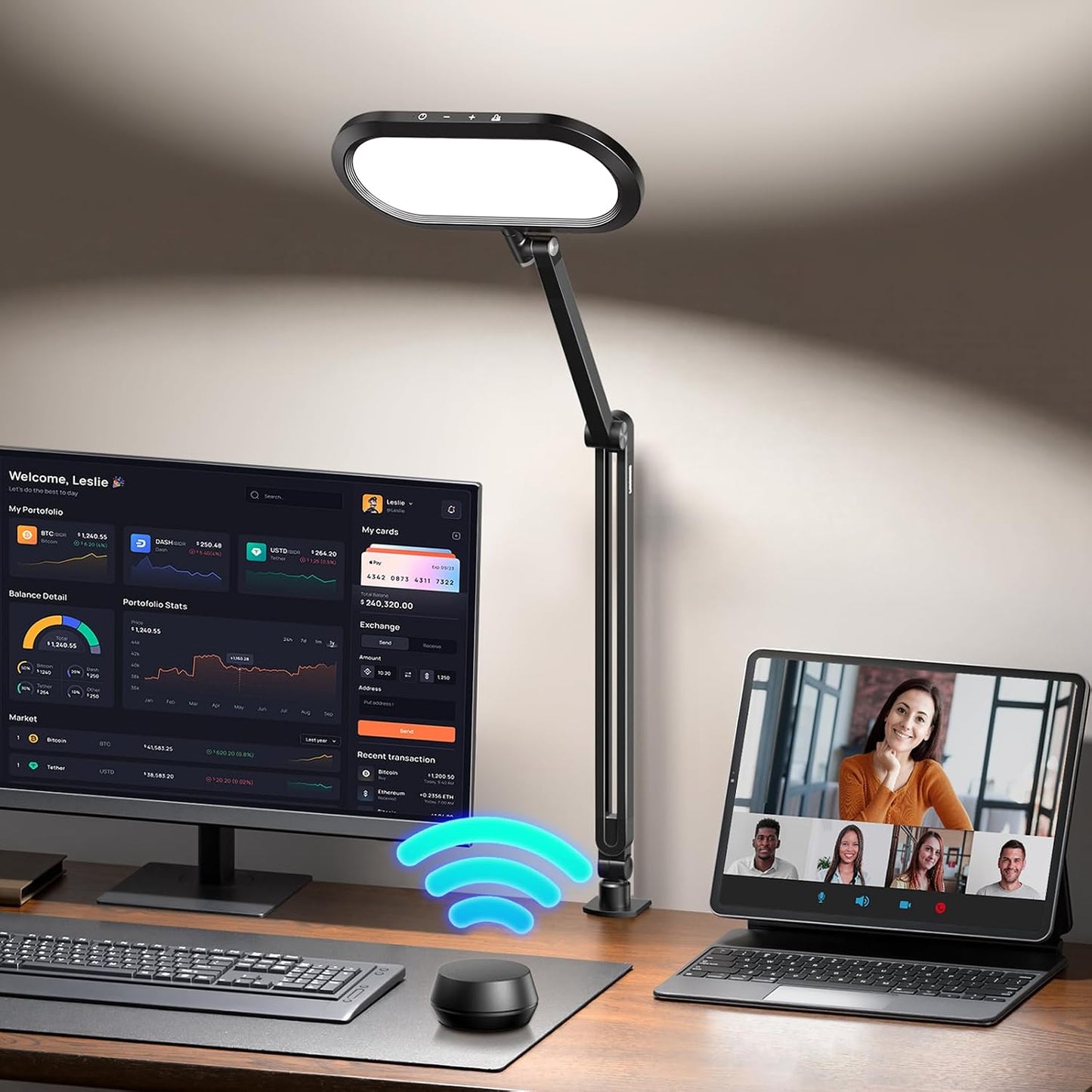 Lámpara LED escritorio doble cara ajustable con perilla