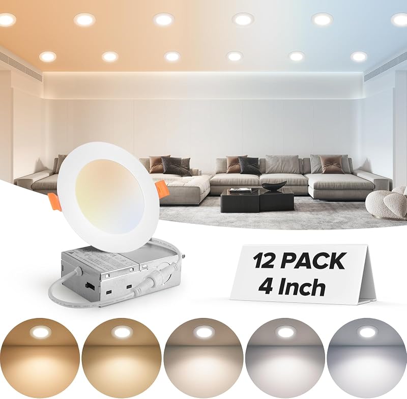 12 Luces LED Empotrables 4" 2700K-5000K